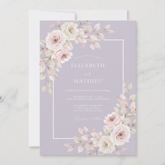 Lavender Refined Romantic Wedding Invitation (Front)
