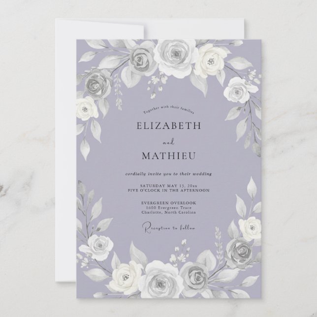 Lavender Regal Classic Wedding Invitation (Front)