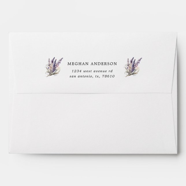 Lavender Regal Floral Bridal Shower Envelope (Back (Top Flap))