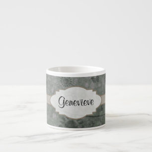 Lavender Retro Floral Abstract Nameplate Espresso Cup