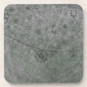 Lavender Retro Flowers and Butterflies Abstract Coaster