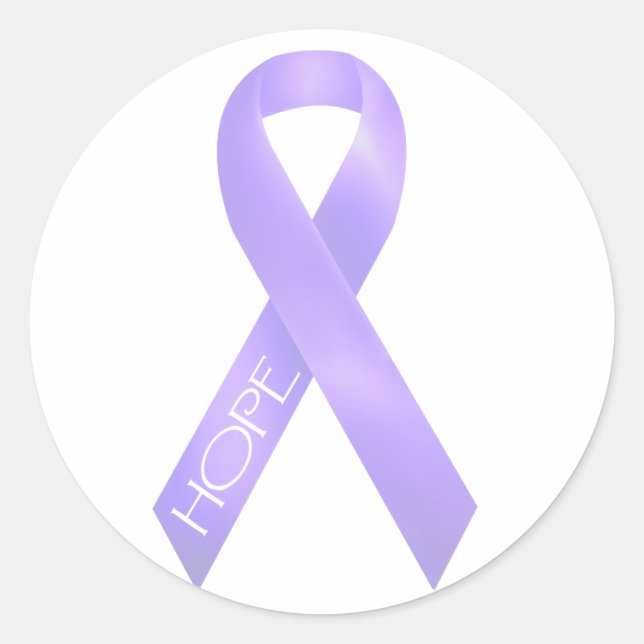 Lavender Ribbon Classic Round Sticker (Front)