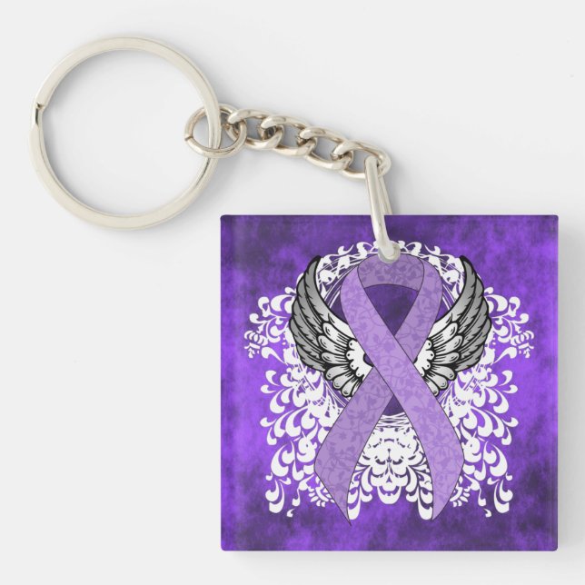 Lavender Ribbon with Wings Key Ring (Front)