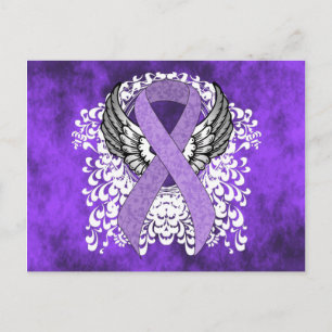 Lavender Ribbon with Wings Postcard