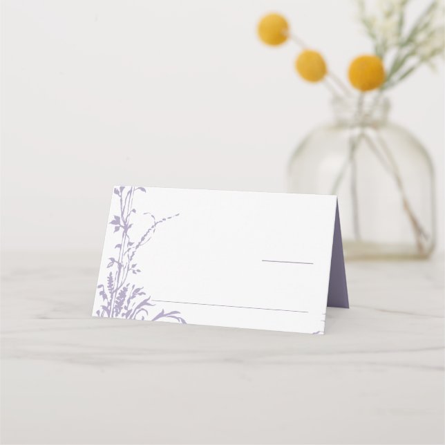 Lavender Romantic Botanical Garden Wedding Place Card (Front)