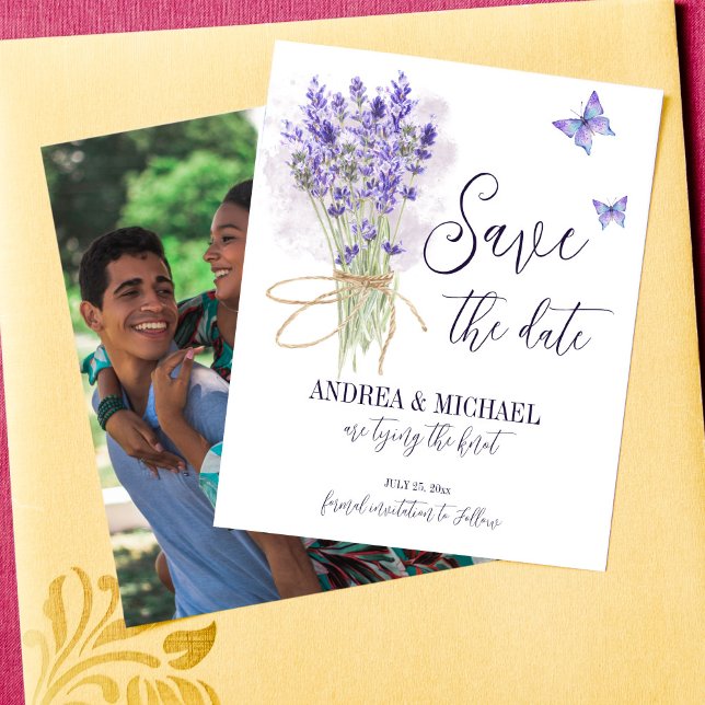 Lavender romantic butterflies save the date (Creator Uploaded)