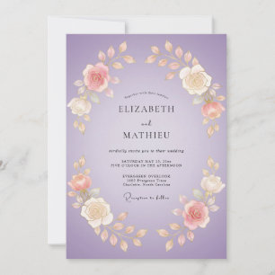 Lavender Romantic Floral Garland Wedding Invitation