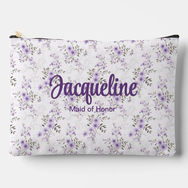 Lavender Romantic Floral Wedding Party Accessory Pouch (Front)