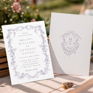 Lavender Romantic French Floral Wedding Invitation