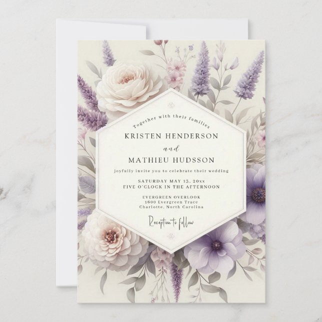 Lavender Romantic Meadow Wedding Invitation (Front)