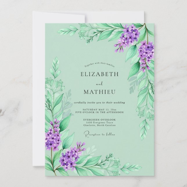 Lavender Romantic Spring Wedding Invitation (Front)