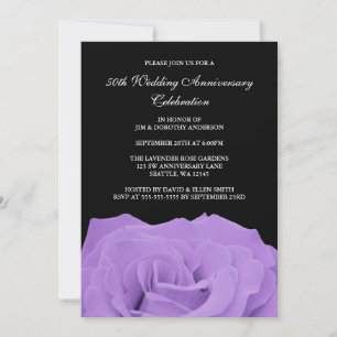 Lavender Rose and Black 50th Wedding Anniversary Invitation