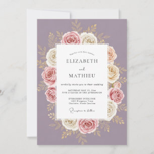 Lavender Rose Blossom Flourish Wedding Invitation