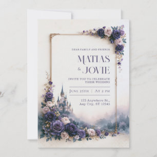 Lavender Rose Castle Frame Wedding Invitation