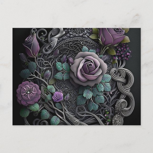Lavender Rose Celtic Knot Wrapping Paper Postcard (Front)
