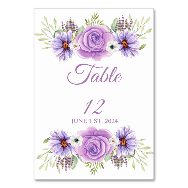 Lavender Rose Floral Thunder_Cove  Table Number (Front)