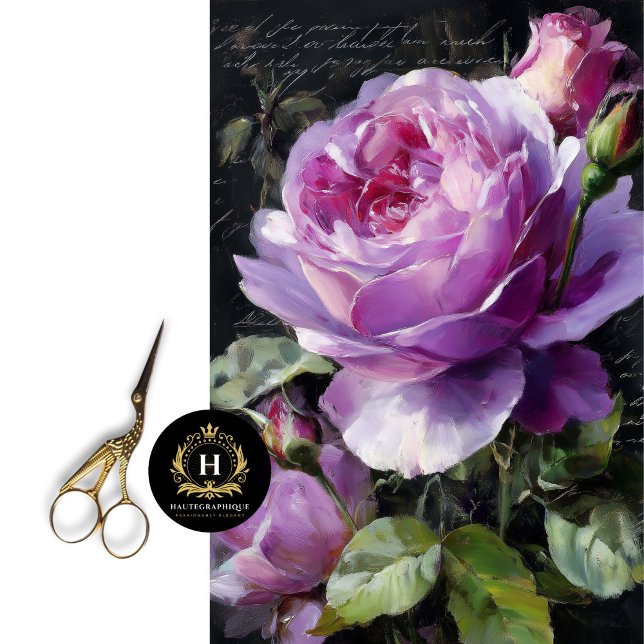 Lavender Rose Flower Decoupage Tissue Paper (Line Bookshelves with Lush Floral Charm.)