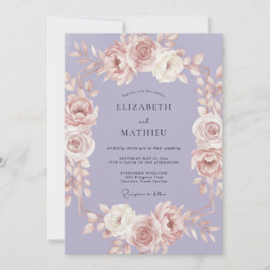 Lavender Rose Garland Wedding Invitation