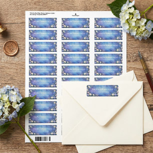 Lavender Rose Gold Etched Blue Texture Return Address Label