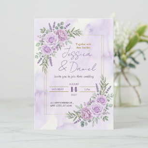 Lavender Rose Gold Frame Wedding Invitation