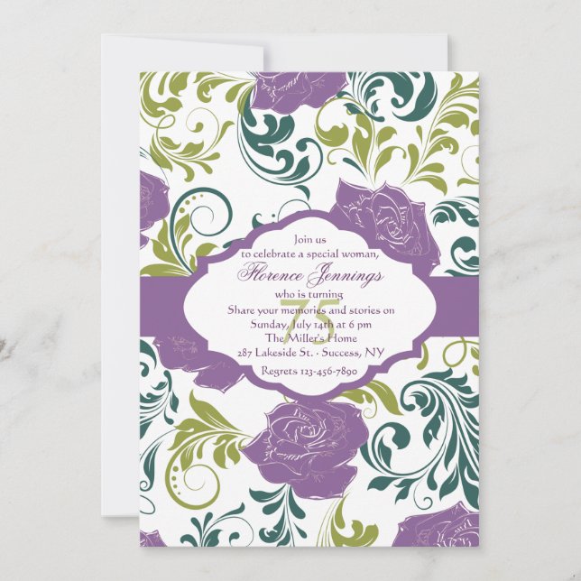 Lavender Rose Invitation (Front)