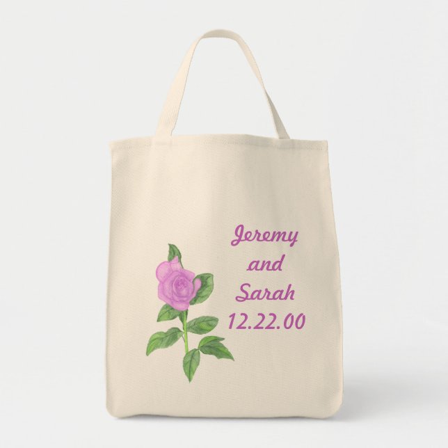 Lavender Rose Painting, Custom Bride tote bag (Front)
