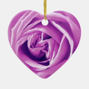 Lavender rose print ceramic tree decoration
