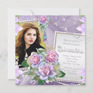 Lavender Rose Quinceanera Invitation