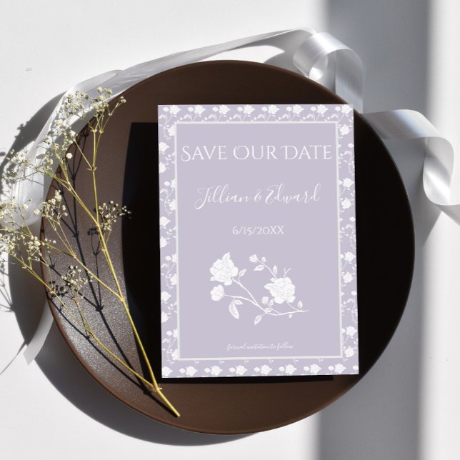 Lavender Rose Save The Date Announcement (Lavender Rose Save the Date)