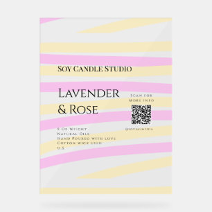 Lavender rose soy candle business add q r code tex acrylic sign