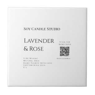 Lavender rose soy candle business add q r code tex ceramic tile