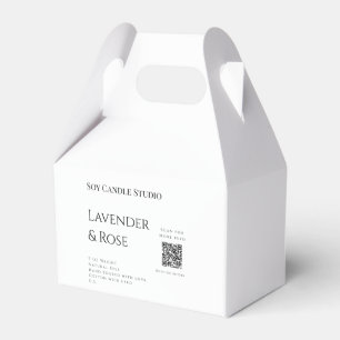Lavender rose soy candle business add q r code tex favour box