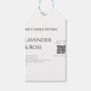 Lavender rose soy candle business add q r code tex gift tags