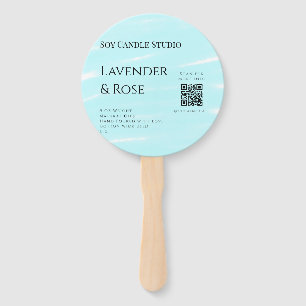 Lavender rose soy candle business add q r code tex hand fan