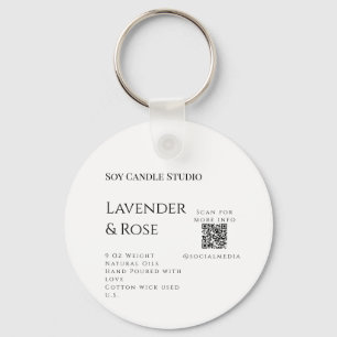 Lavender rose soy candle business add q r code tex key ring