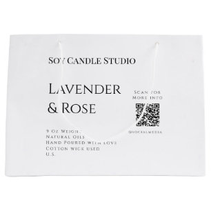 Lavender rose soy candle business add q r code tex large gift bag