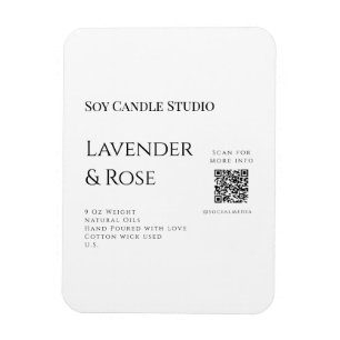 Lavender rose soy candle business add q r code tex magnet