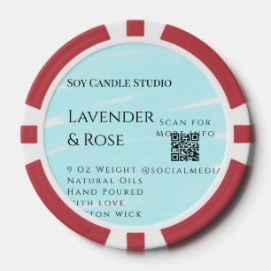 Lavender rose soy candle business add q r code tex poker chips