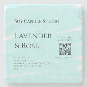 Lavender rose soy candle business add q r code tex stone coaster