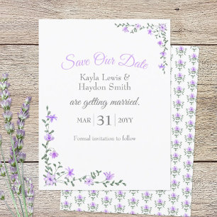 Lavender Rose Vines Wedding Save Our Date Invitation