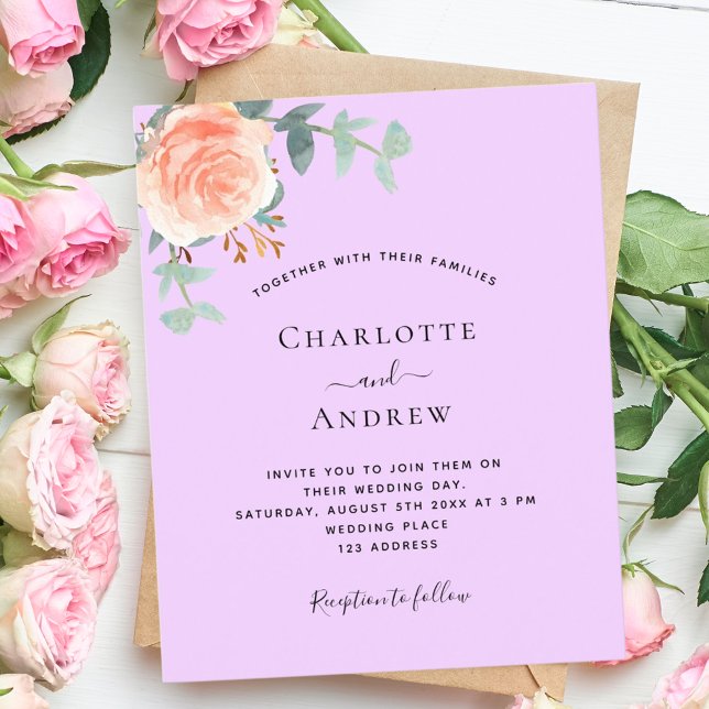 Lavender rose wedding invitation (Creator Uploaded)