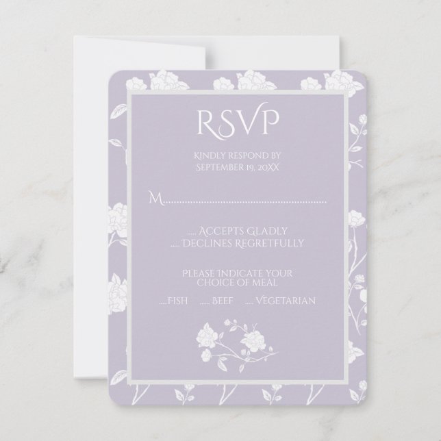 Lavender Rose Wedding RSVP Card (Front)