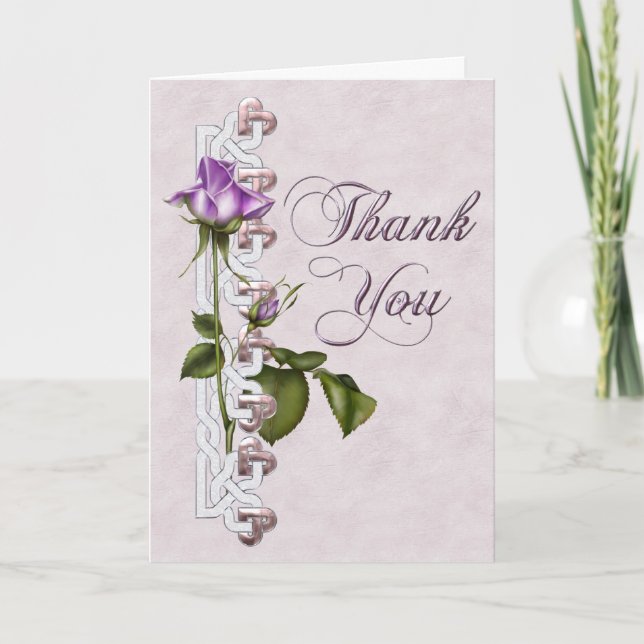 Lavender Rose Wedding Suite Thank You Card (Front)