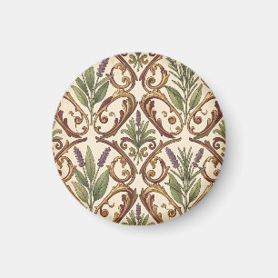 Lavender Rosemary Gold Scroll Pattern Magnet