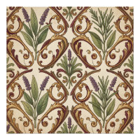Lavender Rosemary Gold Scroll Pattern