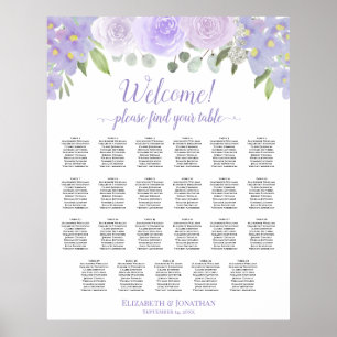 Lavender Roses 23 Table Boho Wedding Seating Chart