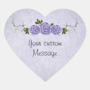 Lavender Roses Customisable Heart Sticker