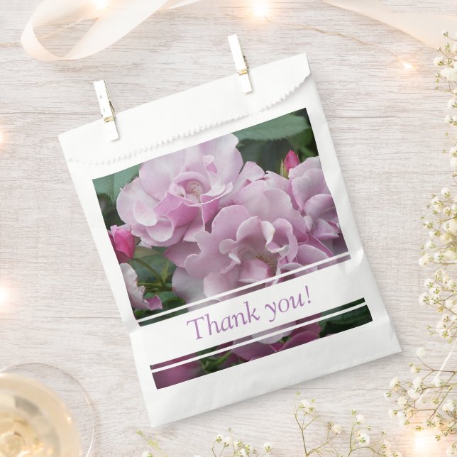 Lavender Roses Floral Thank You Favour Bag (Clipped)