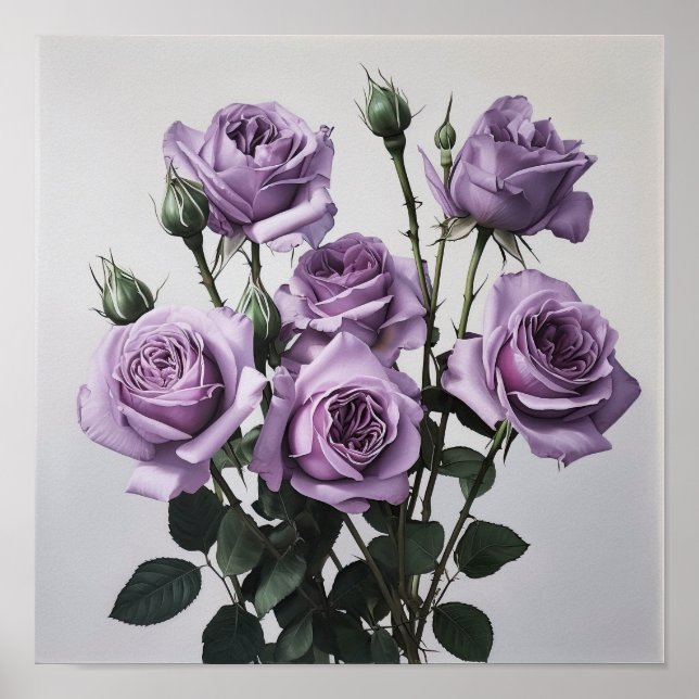 Lavender Roses Flower Art Print Poster (Front)