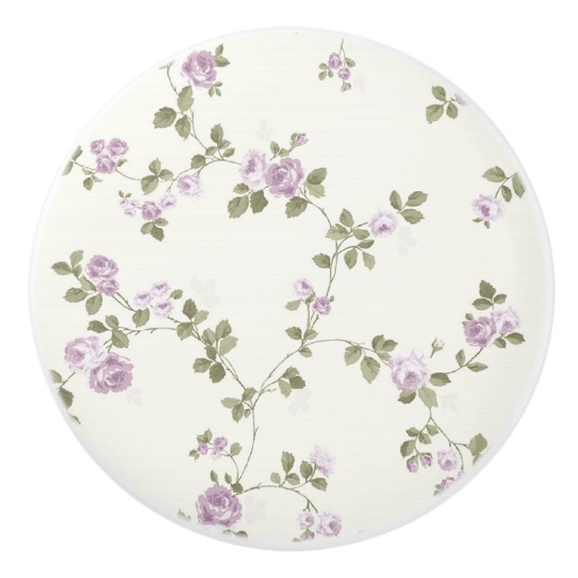 Lavender Roses Shabby Dresser Drawer Knobs Pulls (Front)